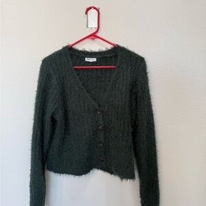 Women's Green Fuzzy Sweater